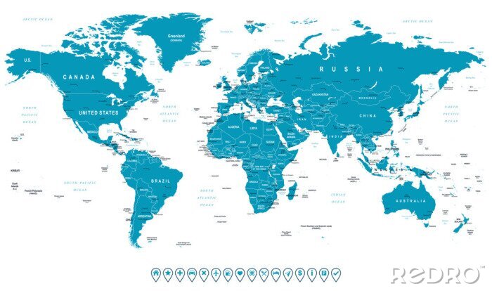 Bild Blaues Muster mit Weltkarte