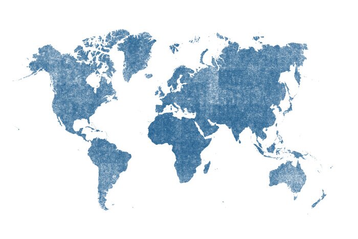 Bild Blue watercolor world map isolated on white background