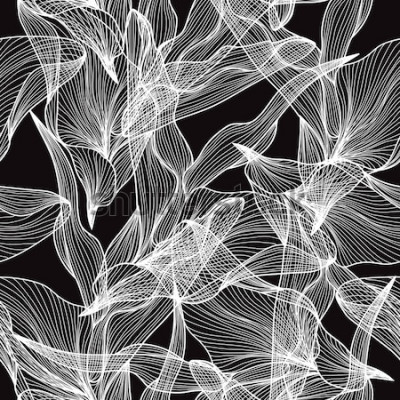 Bild Blumen mit weißen Linien auf schwarzem Hintergrund