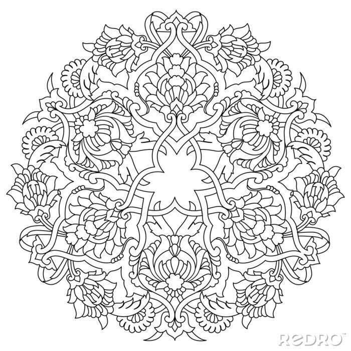 Bild Blumenornamente aus schwarzen Linien