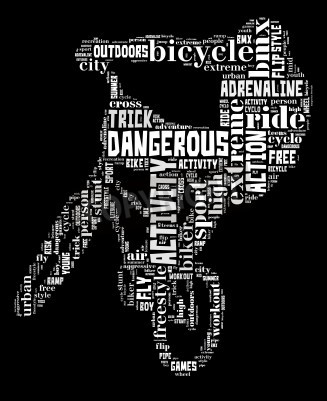 Bild BMX-Fahrrad aus schwarz-weißer Beschriftung