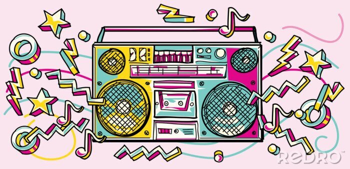 Bild Boombox bunt und Hip-Hop