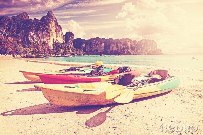 Bild Boote am Strand im Retro-Stil