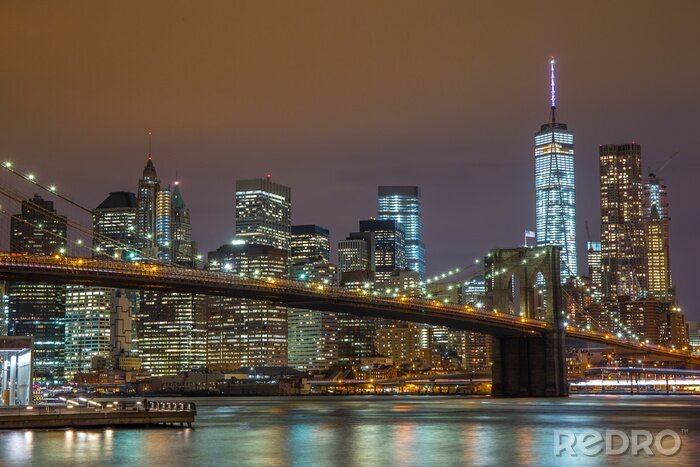 Bild Brooklyn Bridge bei Nacht