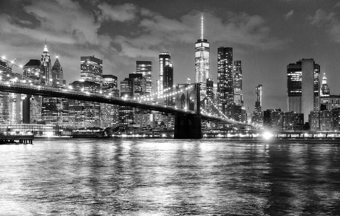 Bild Brooklyn Bridge in New York schwarzweiß Landschaft