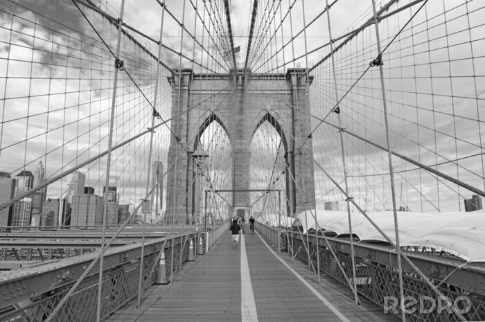 Bild Brooklyn Bridge schwarz-weiß 3D