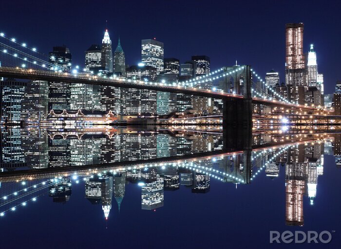 Bild Brücke in Manhattan bei Nacht