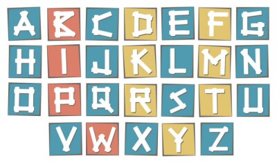 Buchstabensatz auf farbigen Kartons