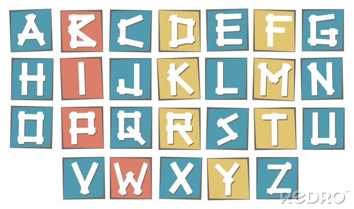 Bild Buchstabensatz auf farbigen Kartons