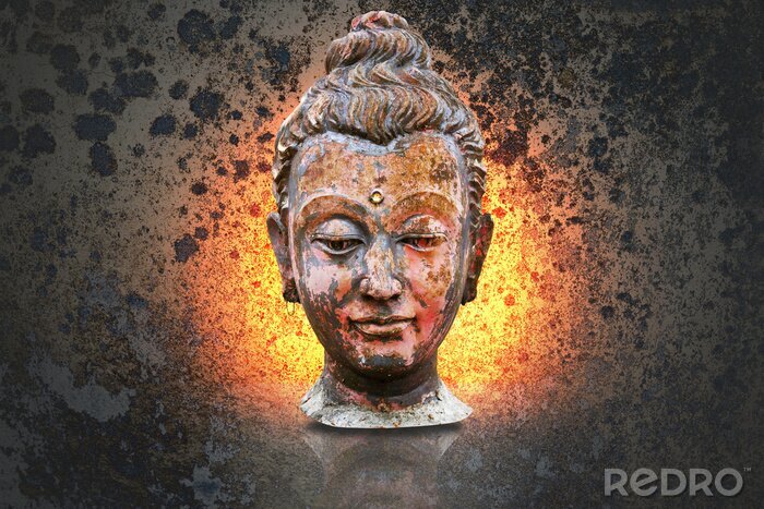 Bild Buddhas Kopf auf gelbem Hintergrund