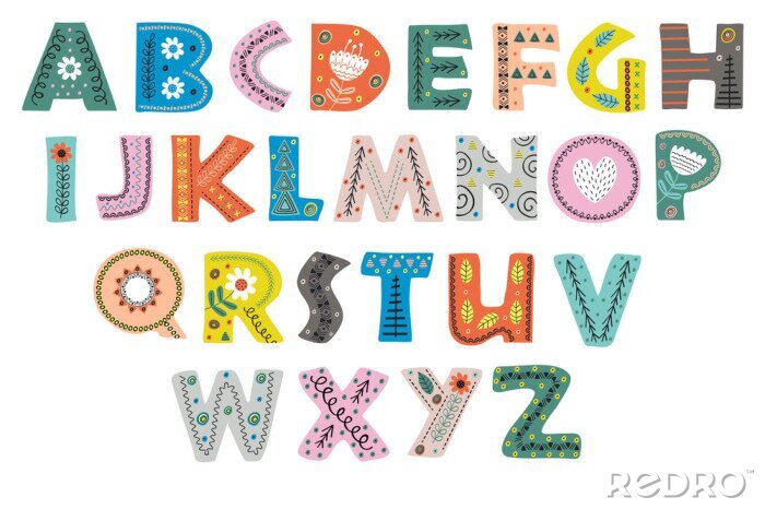 Bild Bunte Buchstaben des Alphabets im skandinavischen Stil