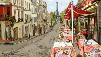 Bunte Illustration der Gasse in Paris