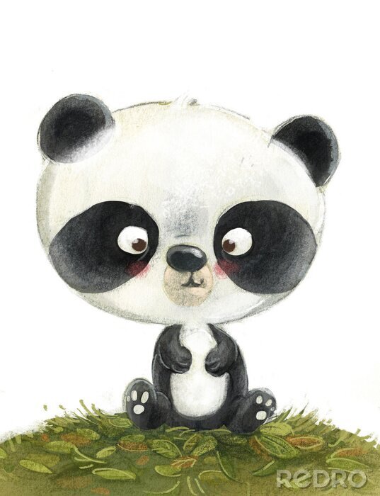 Bild Bunte Zeichnung mit Pandabär