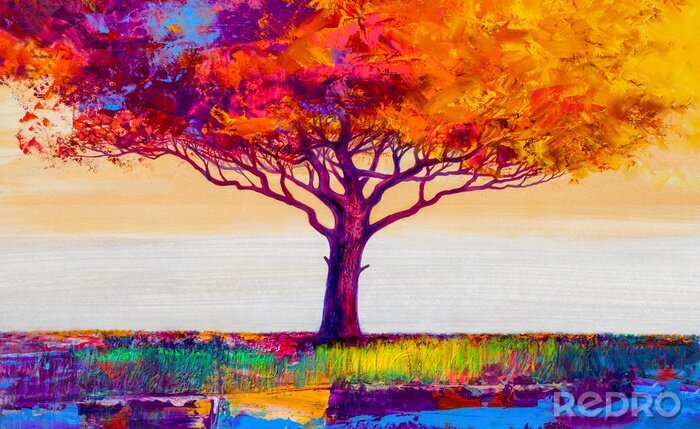 Bild Bunter Baum mit Farben gemalt