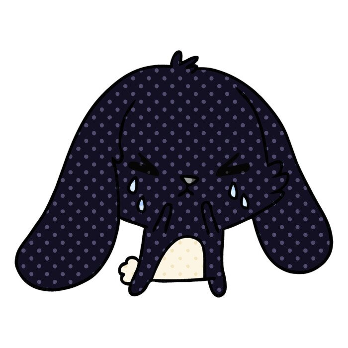 Bild cartoon of cute kawaii sad bunny