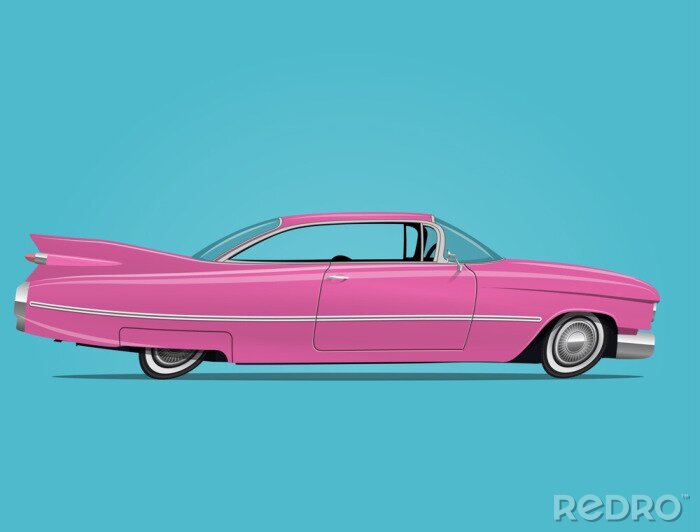 Bild Cartoon Stil Vektor-Illustration der Vintage rosa Auto.