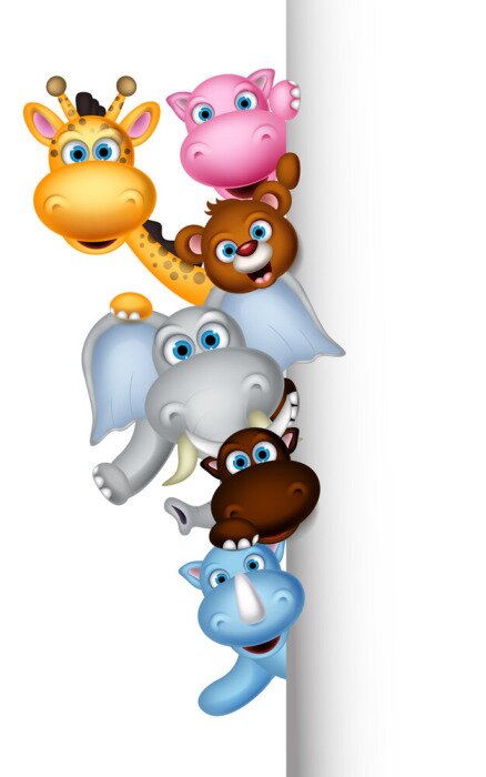 Bild Cartoon Tiere von hinter der Wand