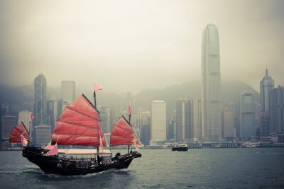 Chinesisches Segelboot in Hongkong