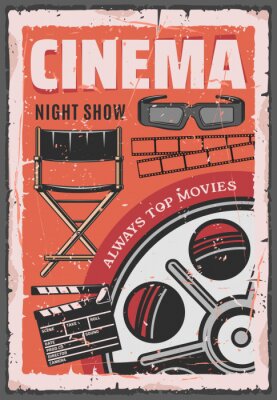 Bild Cinema night movie, film reel, 3d glasses