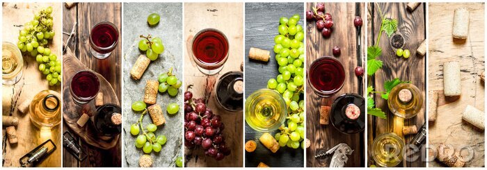 Bild Collage mit Weinflaschen und Trauben