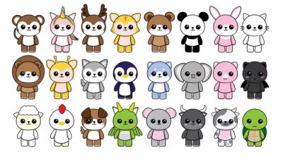Bild collection character animals cute kawaii on white background