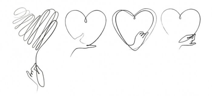 Bild Collection of hand drawn heart with hand 