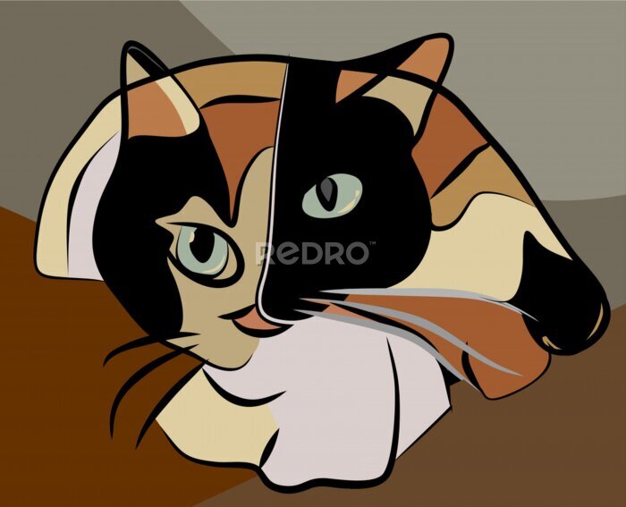 Bild Colorful abstract background, cubism art style,calico cat