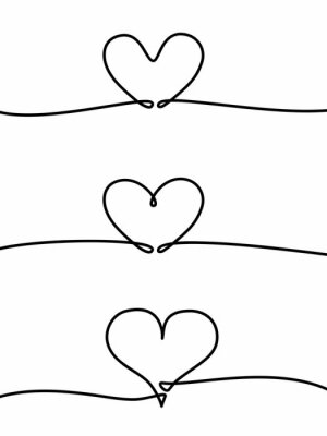 Bild Continuous one line drawing of heart isolated on white background. vector illustration for banner, poster, web, template, valentine's card, wedding. Black thin line image of heart icon. - Vector