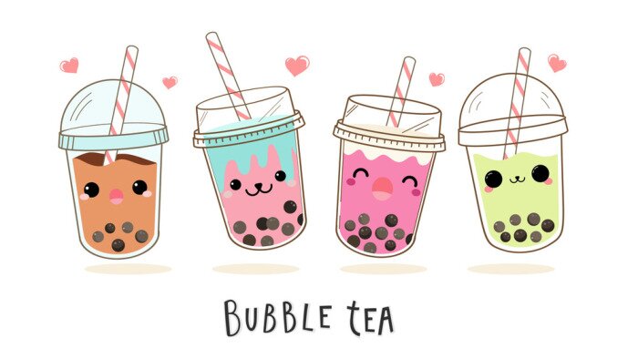 Bild Cute Bubble milk tea cartoon characters vector set.  Design for Milk Tea Ads and Logo design template. 