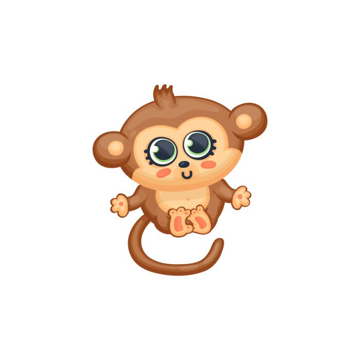 Bild Cute monkey with big eyes vector illustration in kawaii anime style isolated.