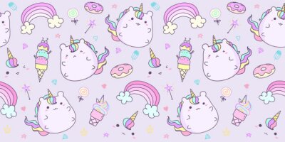 Bild Cute unicorn pattern seamless horizontal in pastel color. Kawaii unicorn background for kid