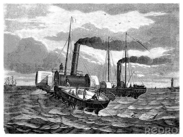 Bild Dampfschiffe alte Zeichnung