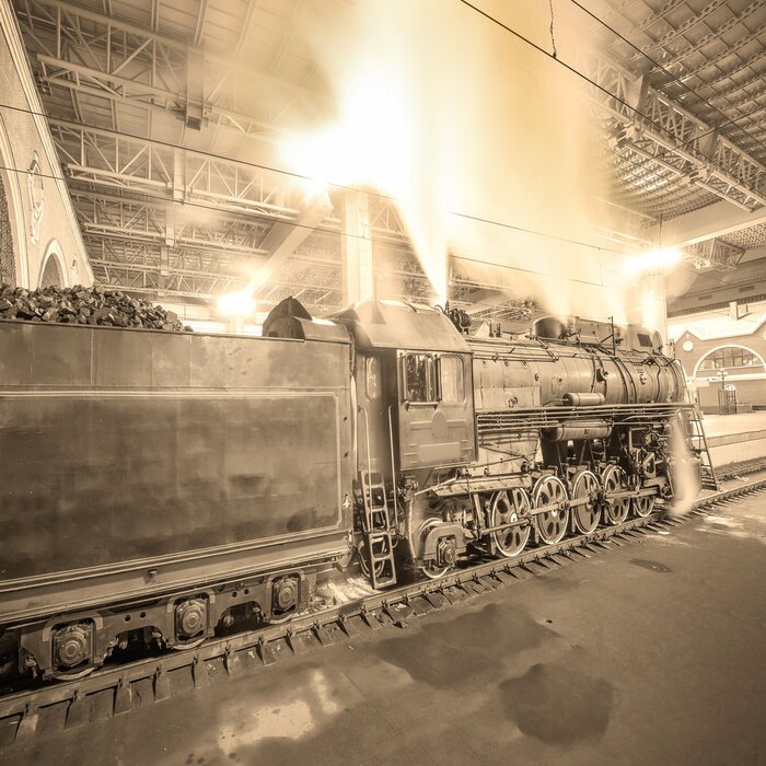 Bild Dampfzug in schwarz-weißen Farben