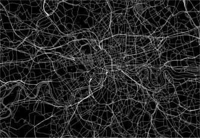 Dark area map of London, United Kingdom