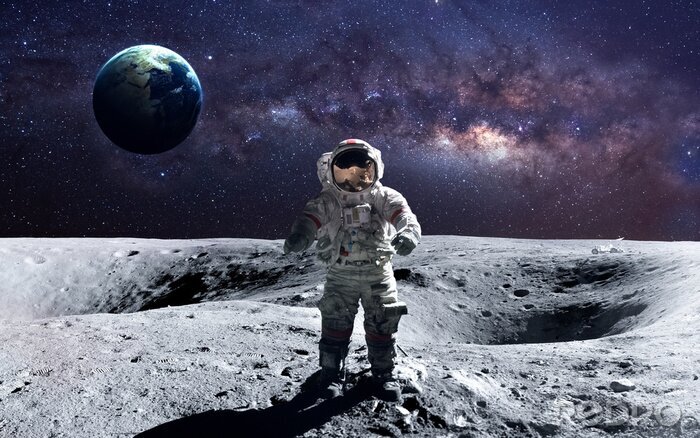 Bild Das Thema Weltraum und der Astronaut auf einem unbekannten Planeten