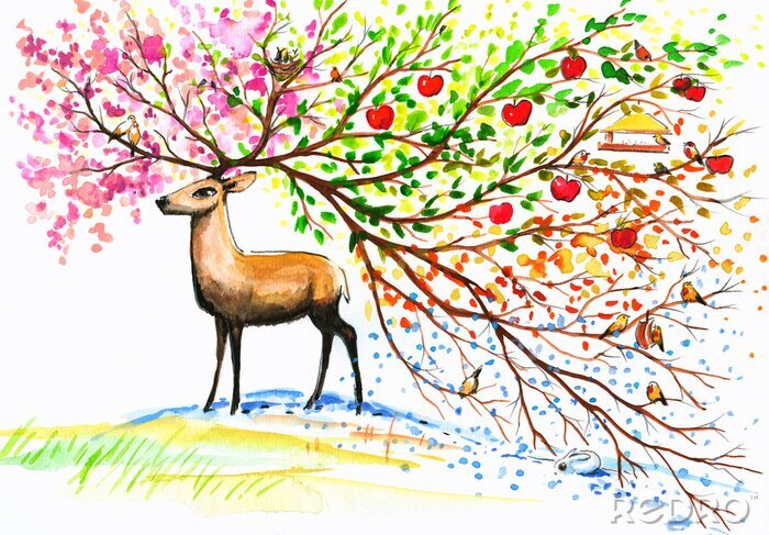 Bild Deer-vier Jahreszeiten.