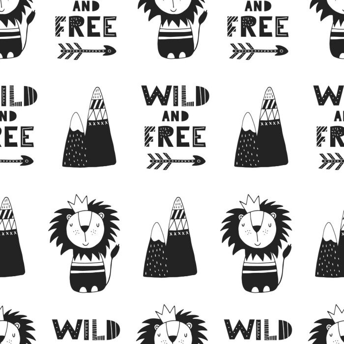 Bild Der König der Löwen und die Berge im skandinavischen Stil