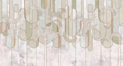 Design in the loft, classic, baroque, modern, rococo style. Graphic geometry on concrete grunge background. Photo wallpaper, mural, wallpaper, card, postcard design.