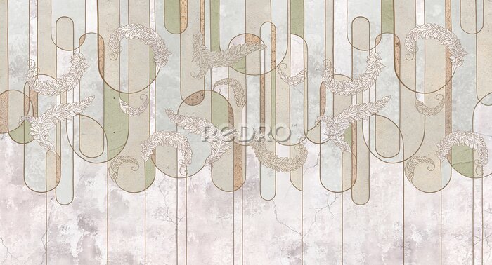 Bild Design in the loft, classic, baroque, modern, rococo style. Graphic geometry on concrete grunge background. Photo wallpaper, mural, wallpaper, card, postcard design.