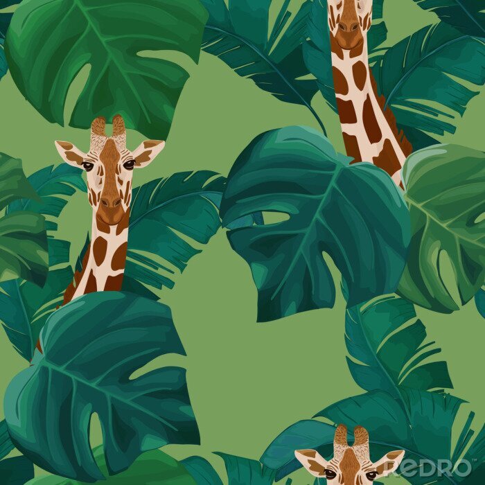 Bild Design mit Giraffen und Blättern