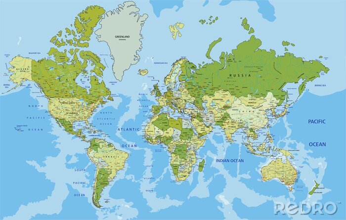 Bild Detaillierte traditionelle Weltkarte