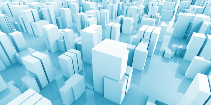 Bild Dickicht blauer Blöcke 3D