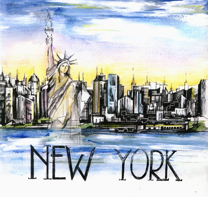 Bild Die panoramische Ansicht des New York City Aquarells