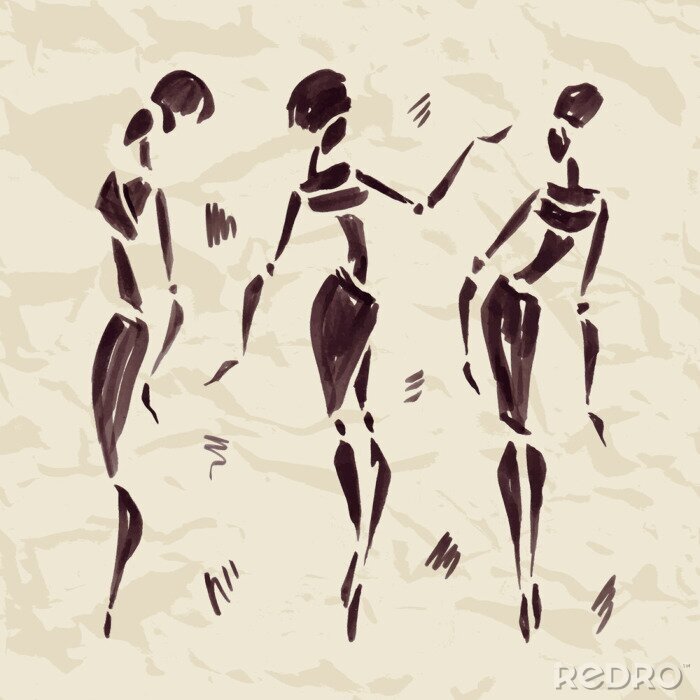 Bild Die Zahlen von afrikanischen Tänzern. Hand gezeichnet Illustration.
