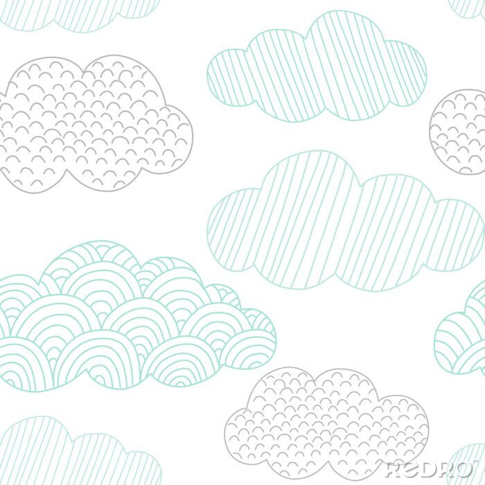Bild Doodle clouds vector seamless pattern. Hand drawn graphic tileable background. 