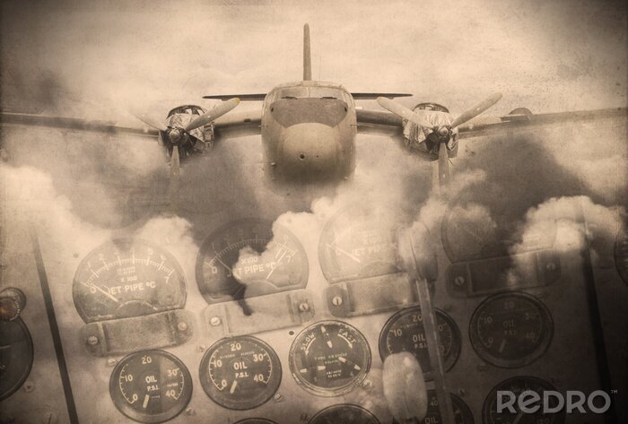 Bild 'Double Belichtung Vintage Grunge-Stil' Bild der Vintage-Flugzeuge und Wolken. Als Hintergrundbild verwenden.