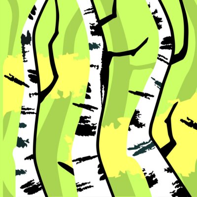 Bild Drei Bäume auf grünem Hintergrund