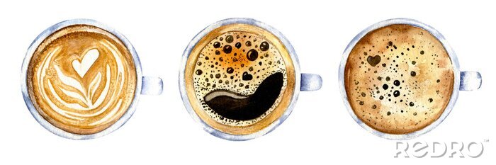 Bild Drei Tassen Kaffee Aquarellzeichnung