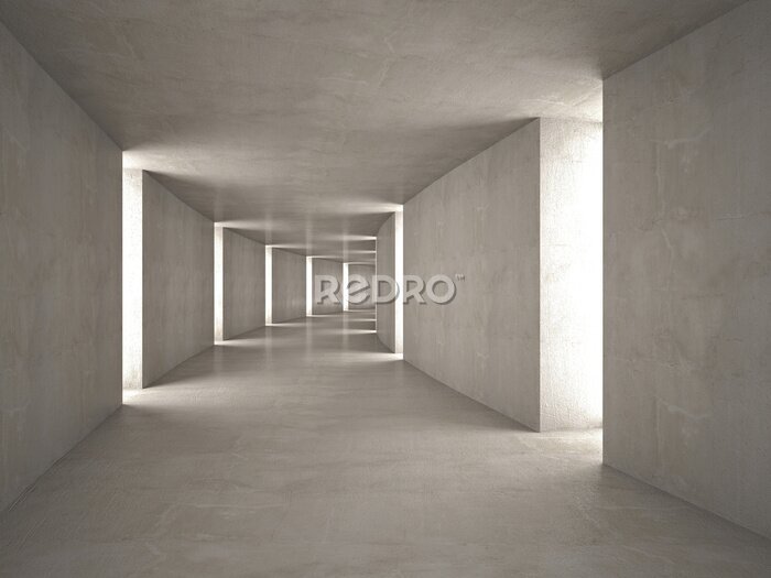 Bild Dreidimensionaler grauer Betontunnel mit Tiefeneffekt