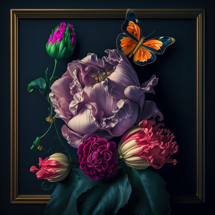 Bild Dunkle Blumen im Barockstil